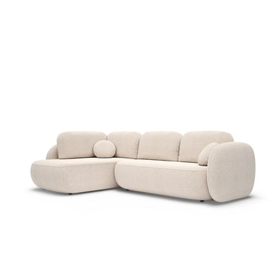 Narożnik z funkcją spania Olemo o powierzchni 123x250 w stylu organic modern – widok pod kątem | Pillovely