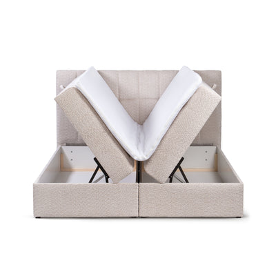 Bazy Continental Divan Bed with Storage, Glamour Style – with doors open