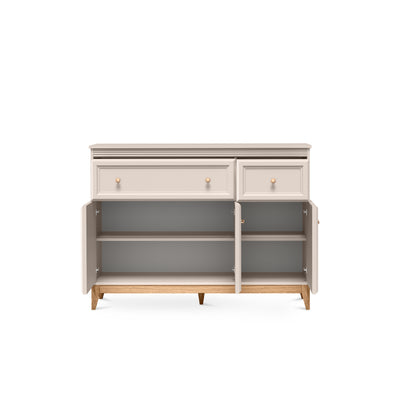 Serena Sideboard 136x100 with Drawers and Cabinets, Modern Classic Style – with doors open