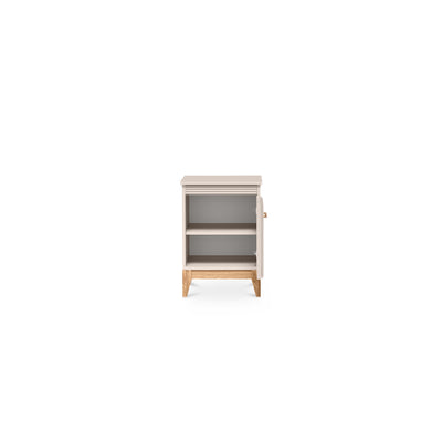 Serena Bedside Table 45x62 on Oak Legs, Modern Classic Style – with doors open