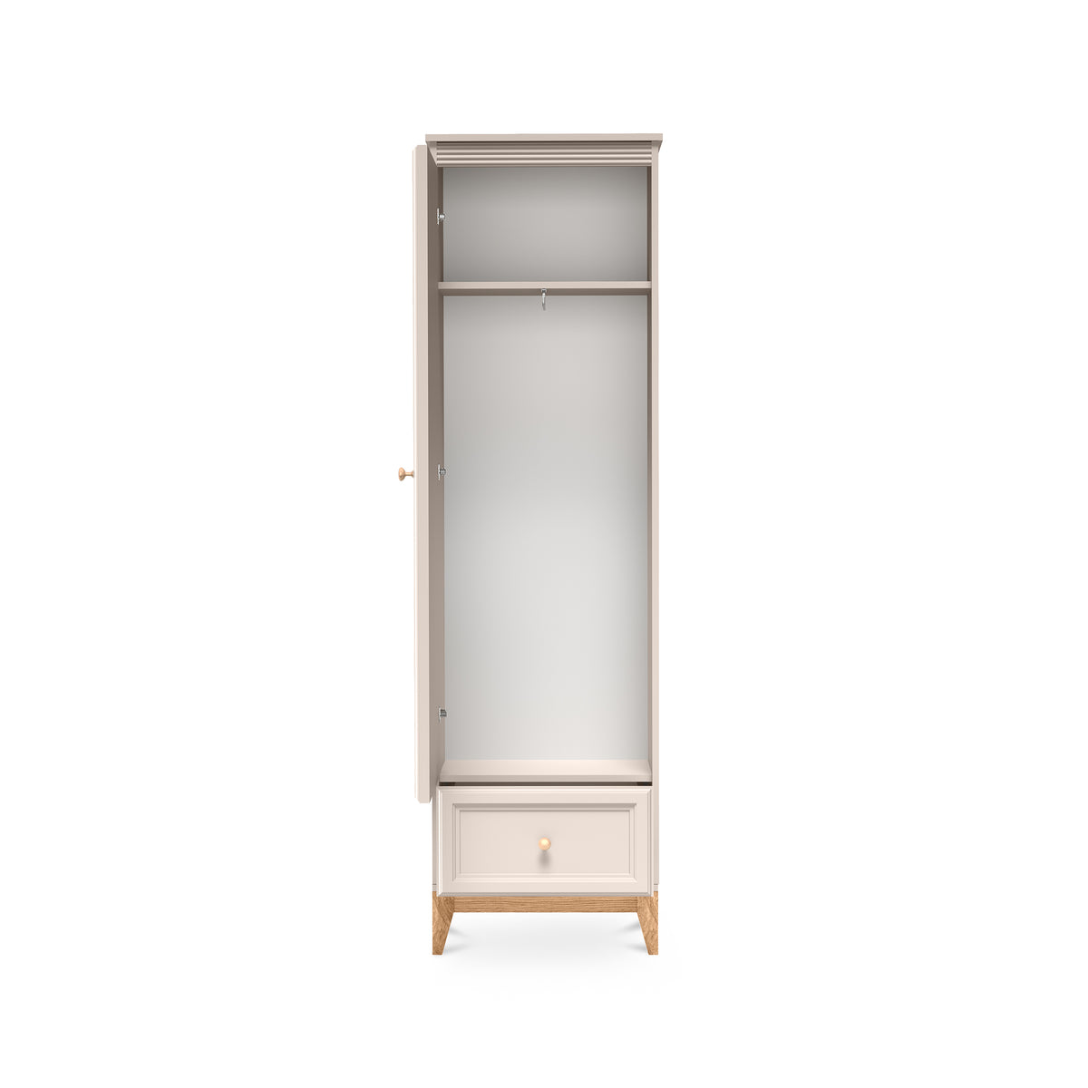 Serena Narrow Mirrored Wardrobe 55x193 for Hallway, Modern Classic Style – with doors open