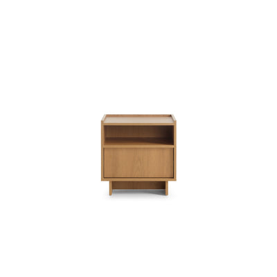 Kiyro Bedside Table with Drawer 50x51 cm, Japandi Style – front view