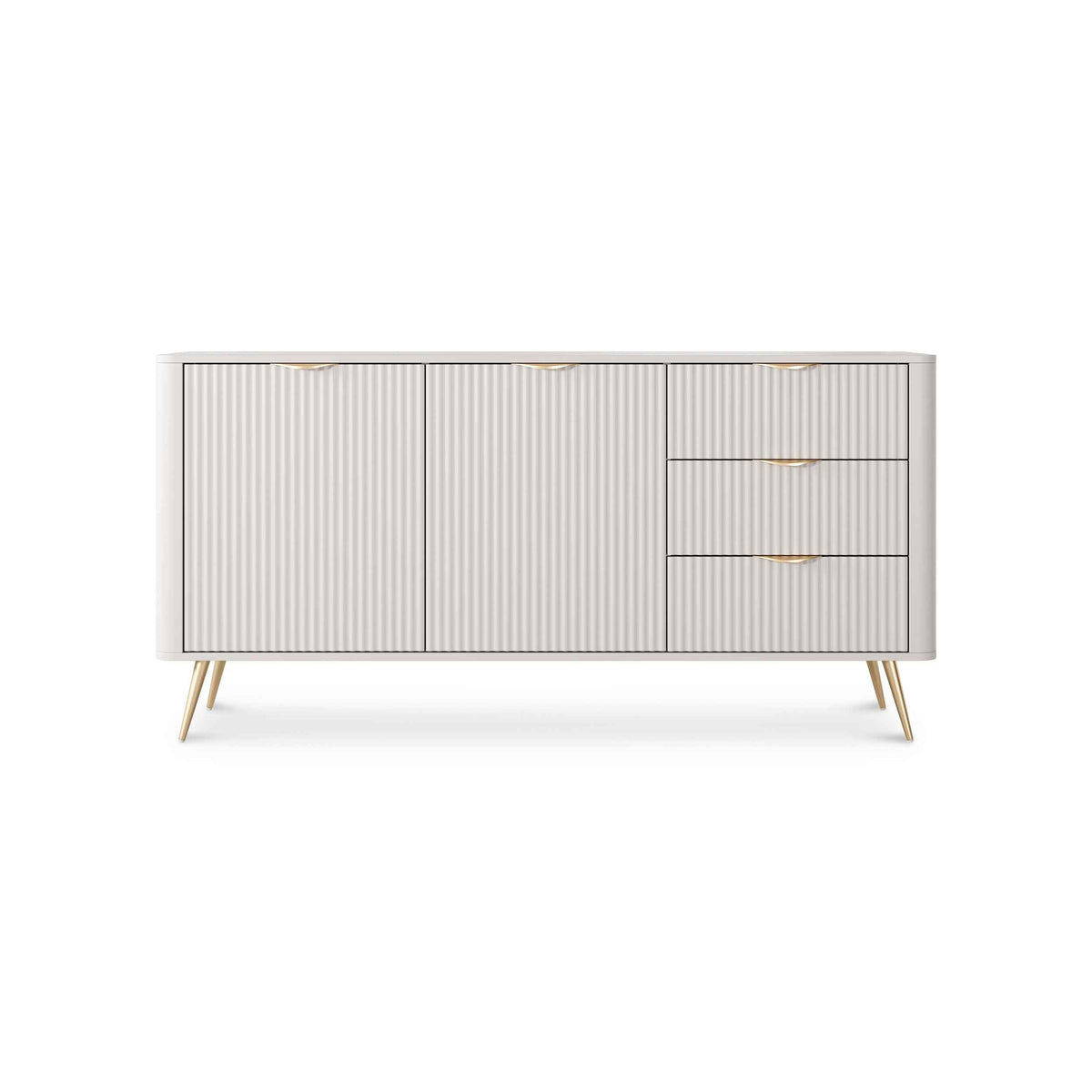 Komoda Laanti 163x81 z szufladami i drzwiami w stylu eleganckim – widok z przodu