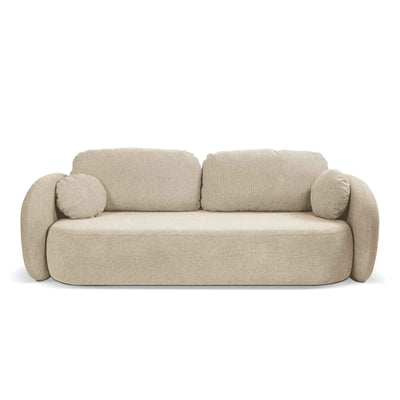 Sofa Olemo 3-osobowa z funkcją spania 142x200 z pojemnikiem w stylu art deco, tkanina Aragon – widok z przodu