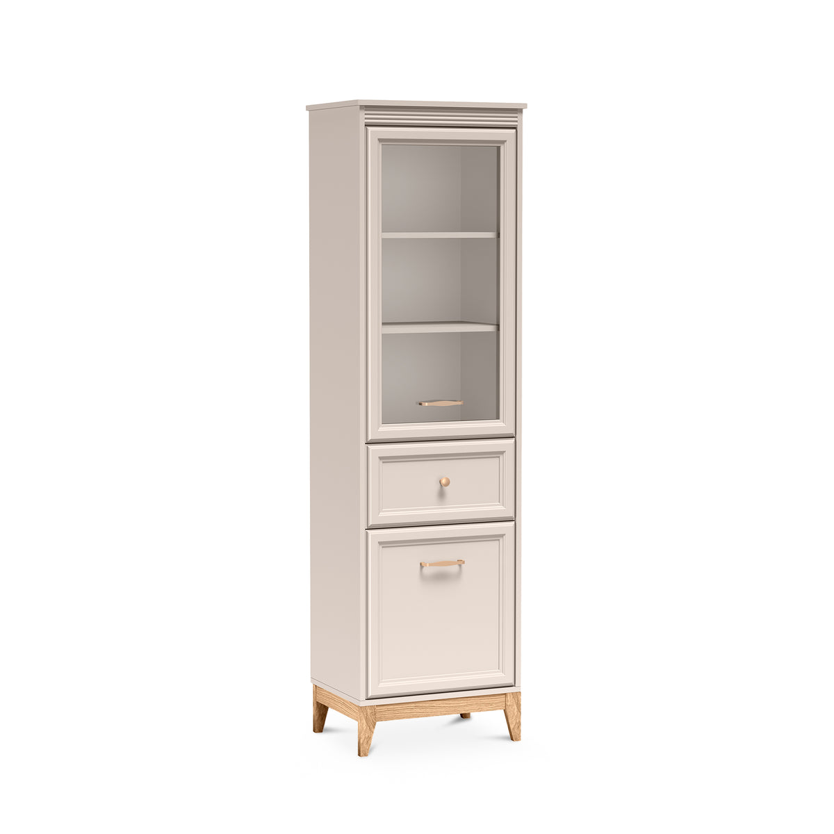 Witryna do salonu Serena 55x193 przeszklona w stylu modern classic – widok pod kątem | Pillovely