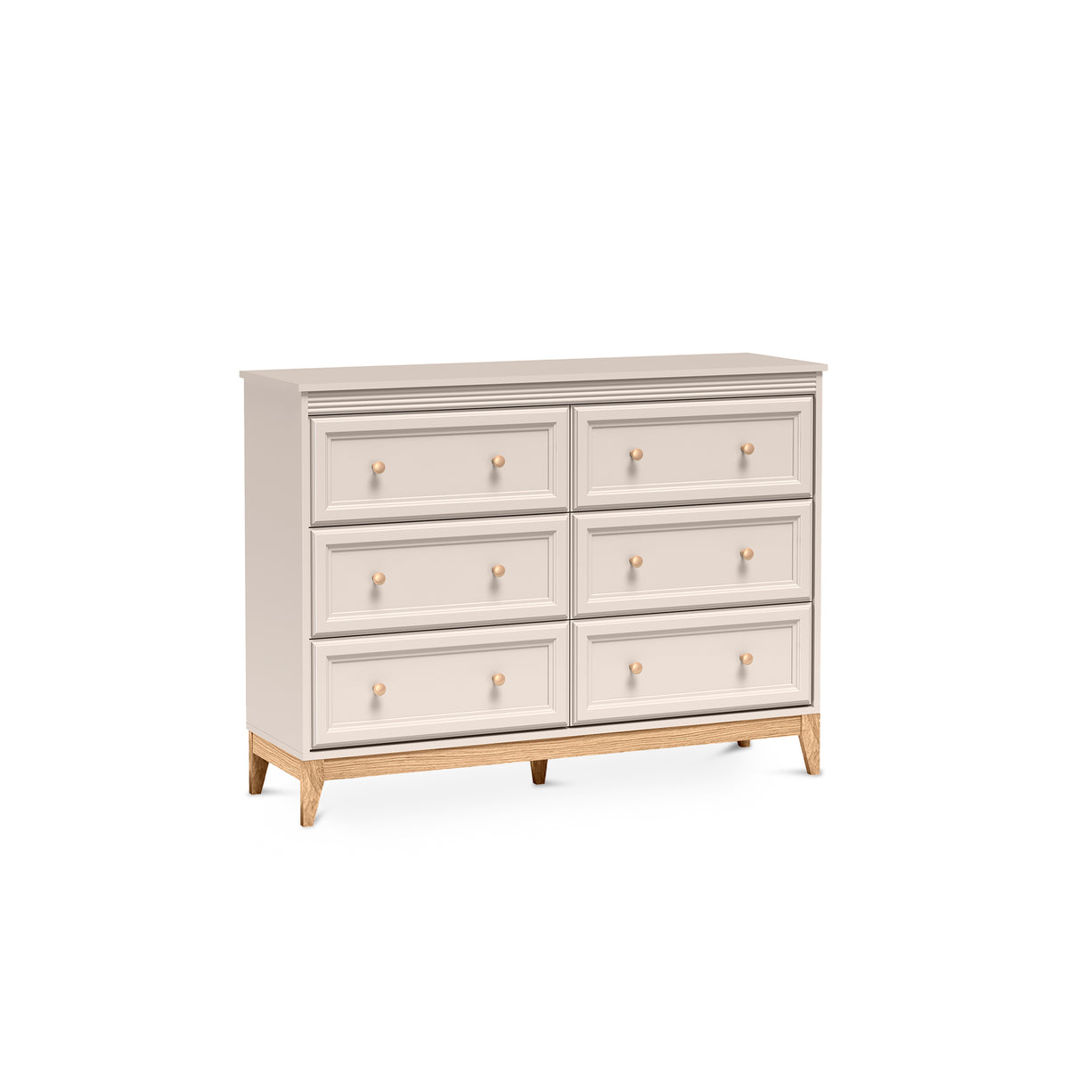 Komoda Serena 136x100 z 6 szufladami w stylu modern classic – widok pod kątem | Pillovely