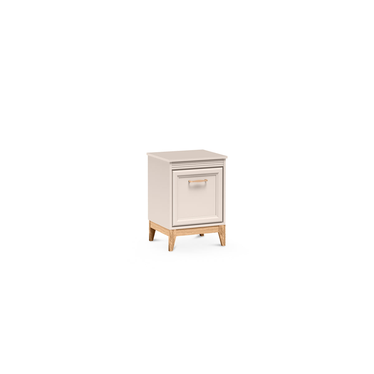 Szafka nocna Serena 45x62 na dębowych nogach w stylu modern classic – widok pod kątem | Pillovely