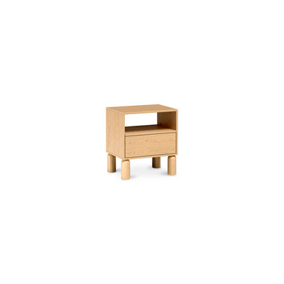 Fjord Bedside Table 55x61 with a Drawer and an Open Compartment, Scandinavian Style – angled view | Pillovely