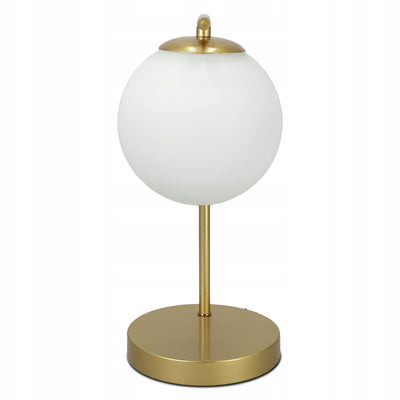 Orbitella Desk Lamp with Glass Globe, Elegant Style – Gold Metal, G9 Glass Shade – photo 5