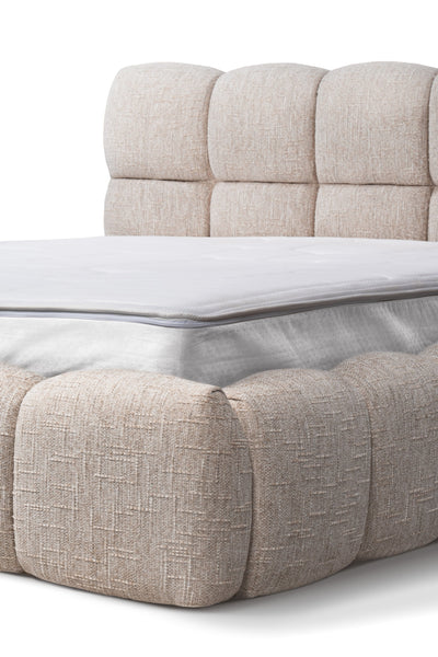 Mevy Upholstered Ottoman Bed with Storage, Minimalist Style – close-up of details and texture