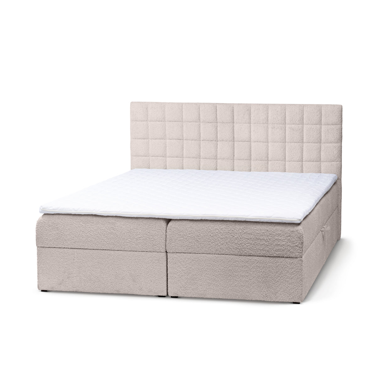 Laky Continental Divan Bed with Topper and Storage, Modern Style – Quartz Ash (ABRIAMO 02), 200
