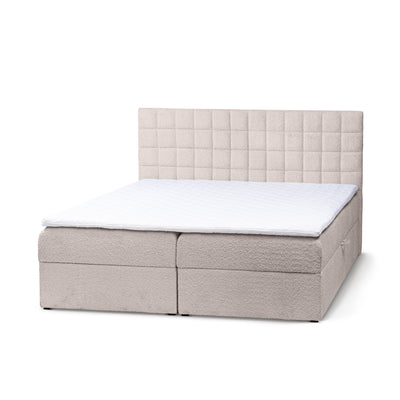 Laky Continental Divan Bed with Topper and Storage, Modern Style – Quartz Ash (ABRIAMO 02), 200