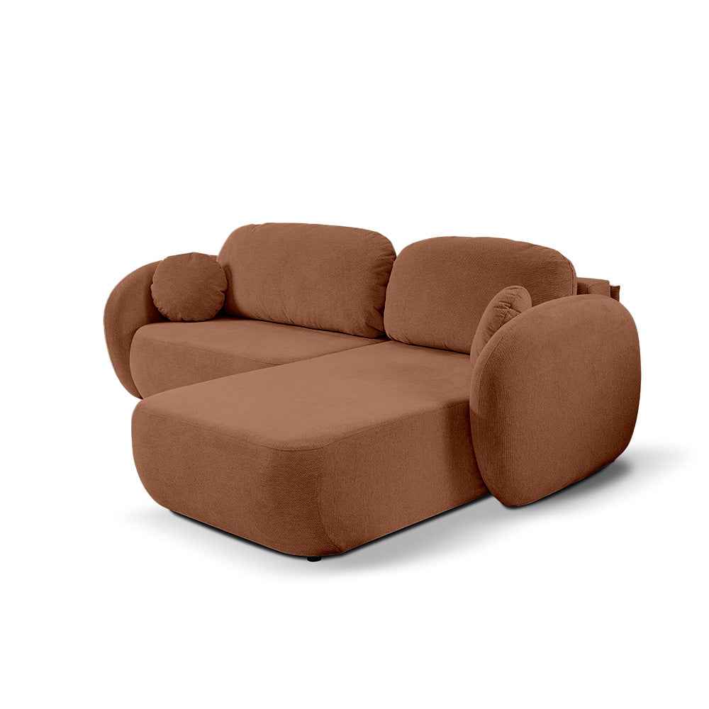 Olemo Corner Sofa Bed DL 248 cm, Modern Style, Aragon Fabric – Right-sided, Cinnamon Matte (ARAGON 56)