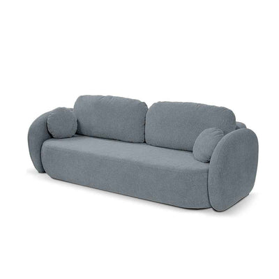 Sofa 3-osobowa z funkcją spania 142x200 z pojemnikiem w stylu art deco, tkanina Aragon | OLEMO Szaroniebieska Mgła (ARAGON 90)
