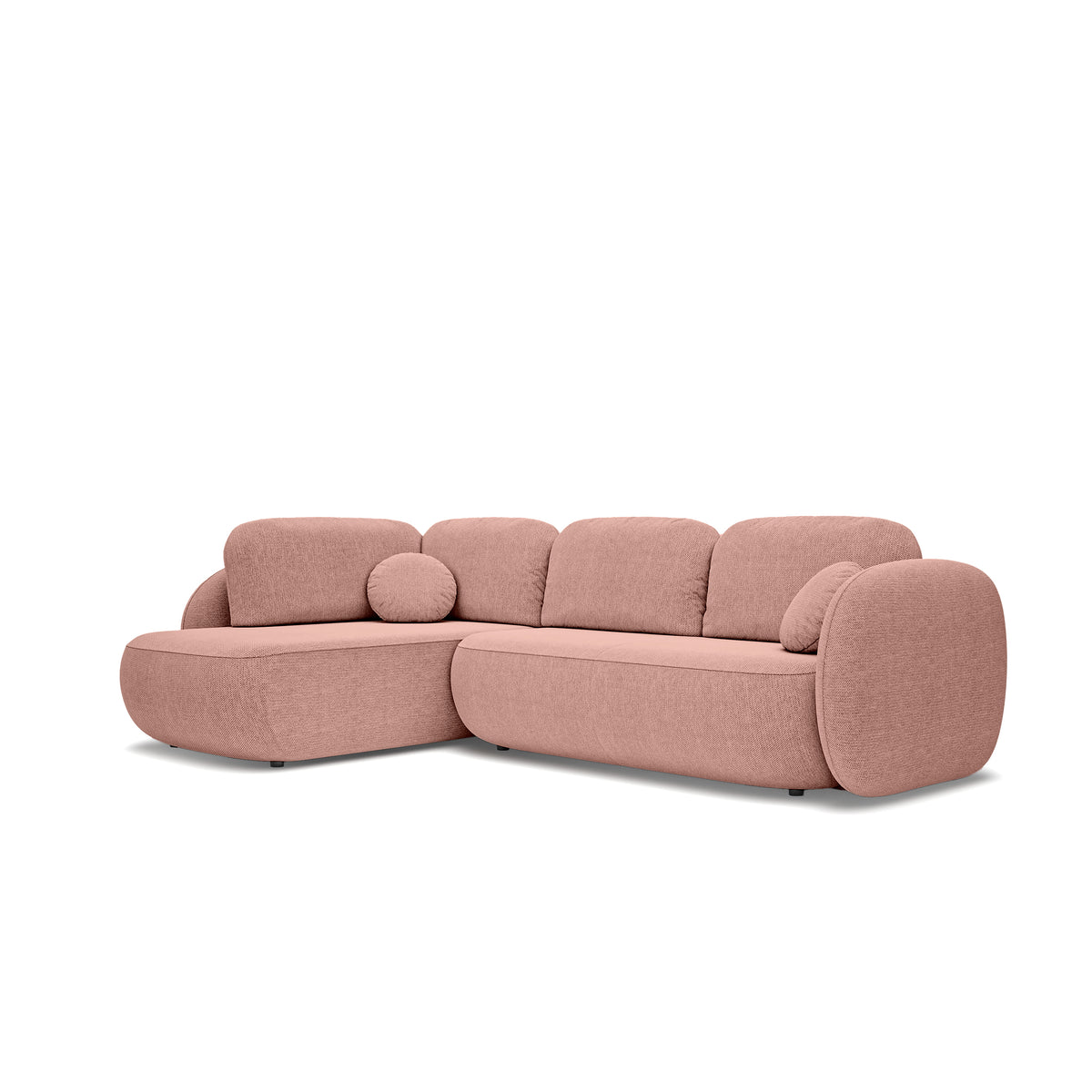 Narożnik z funkcją spania o powierzchni 123x250 w stylu organic modern | OLEMO Lewostronny Różany Beż (ARAGON 62)