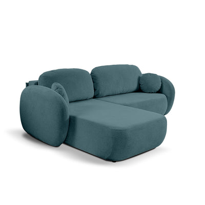 Olemo Corner Sofa Bed DL 248 cm, Modern Style, Aragon Fabric – Left-sided, Ocean Steel (ARAGON 75)