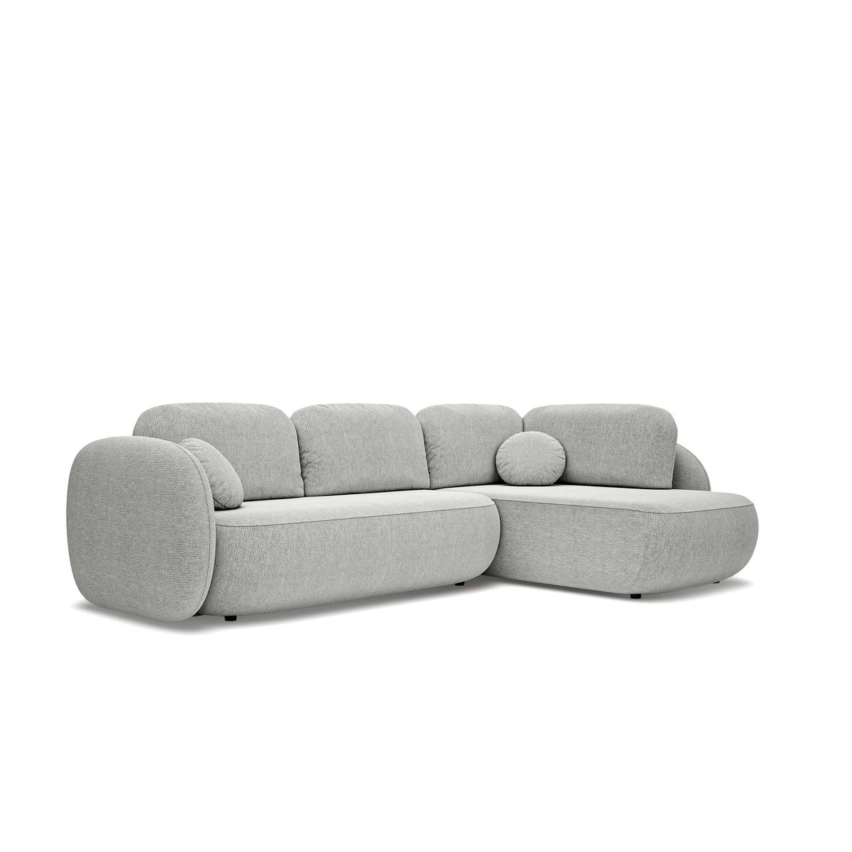 Narożnik z funkcją spania o powierzchni 123x250 w stylu organic modern | OLEMO Prawostronny Chłodny Taupe (ARAGON 80)