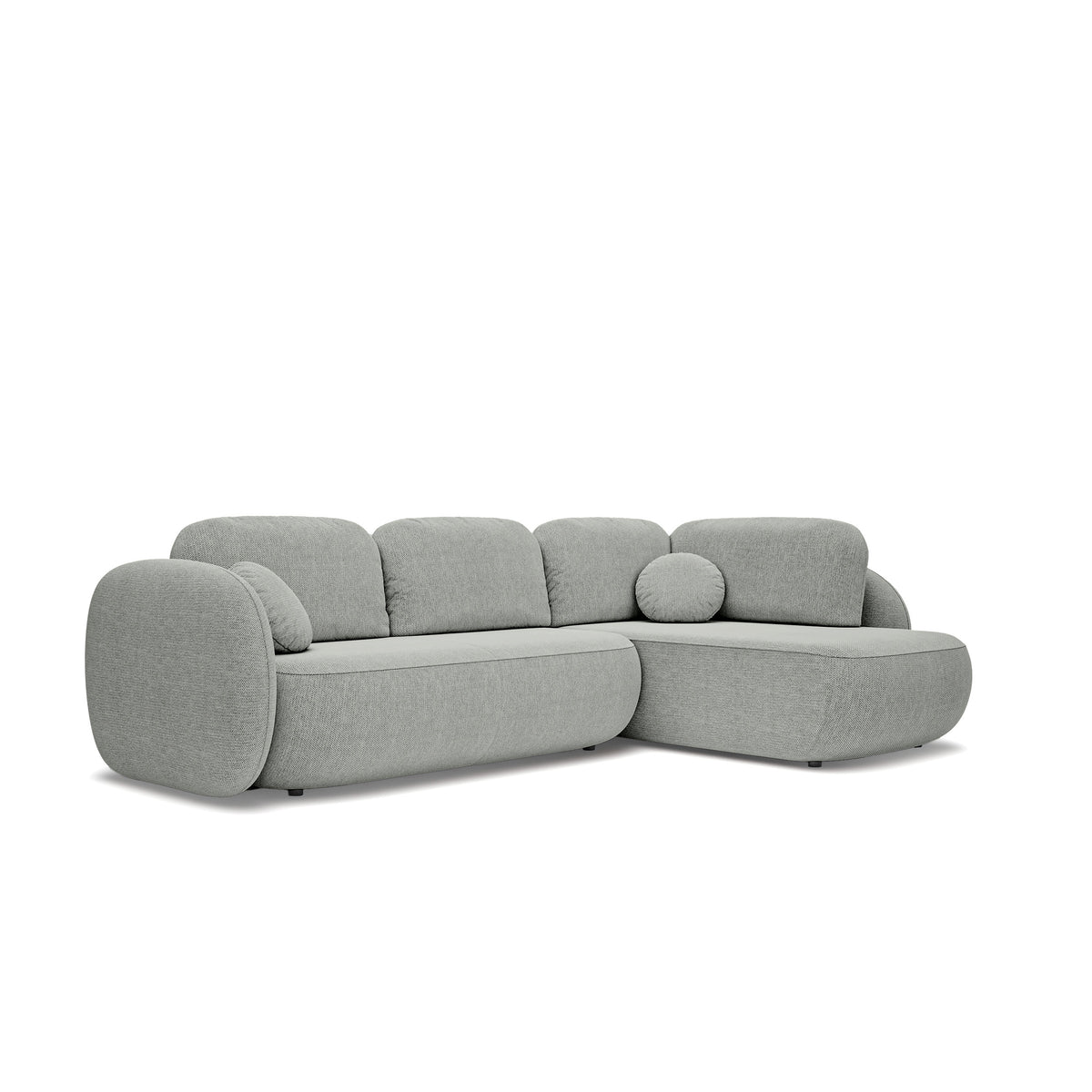 Narożnik z funkcją spania o powierzchni 123x250 w stylu organic modern | OLEMO Prawostronny Stalowa Szarość (ARAGON 83)