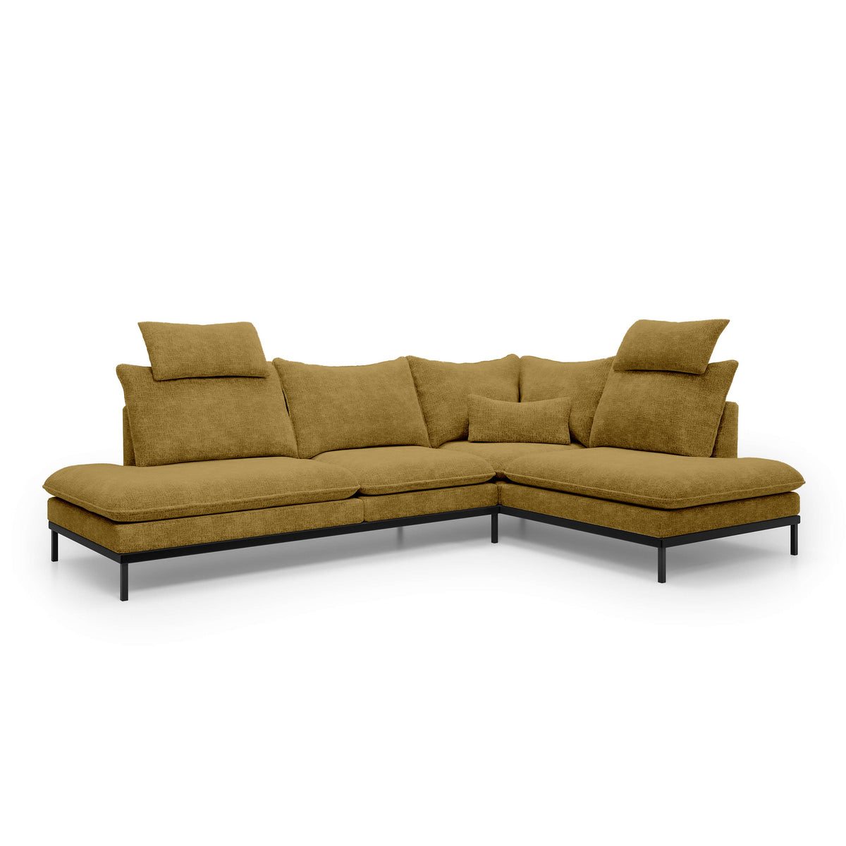 Leafy 4 Seater Premium Corner Sofa 293×198 cm, Elegant Style – Right-Sided, Honey Brown (CREMONA 48)