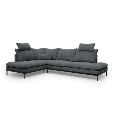 Leafy 4 Seater Premium Corner Sofa 293×198 cm, Elegant Style – Left-Sided, Graphite Mist (CREMONA 95)