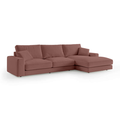 Narożnik 4–5 osobowy Premium w stylu minimalistycznym | Harvesty Prawostronna Rubinowa Sepia (ARAGON 59)