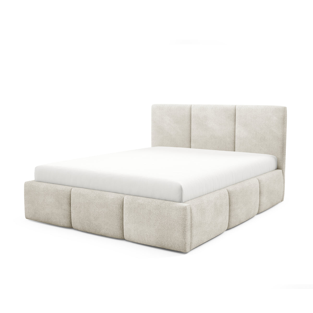 Melora Upholstered Ottoman Bed with Storage, Various Sizes in Modern Style, Coral Fabric – Taupe Sand (CORAL 65)