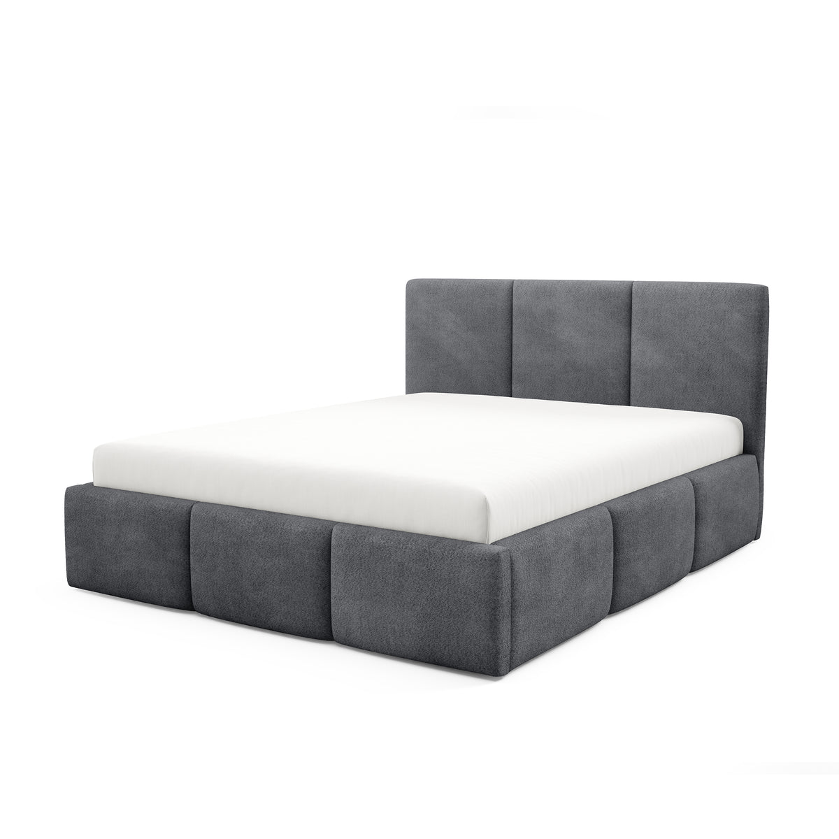 Melora Upholstered Ottoman Bed with Storage, Various Sizes in Modern Style, Coral Fabric – Graphite Shadow (CORAL 80)