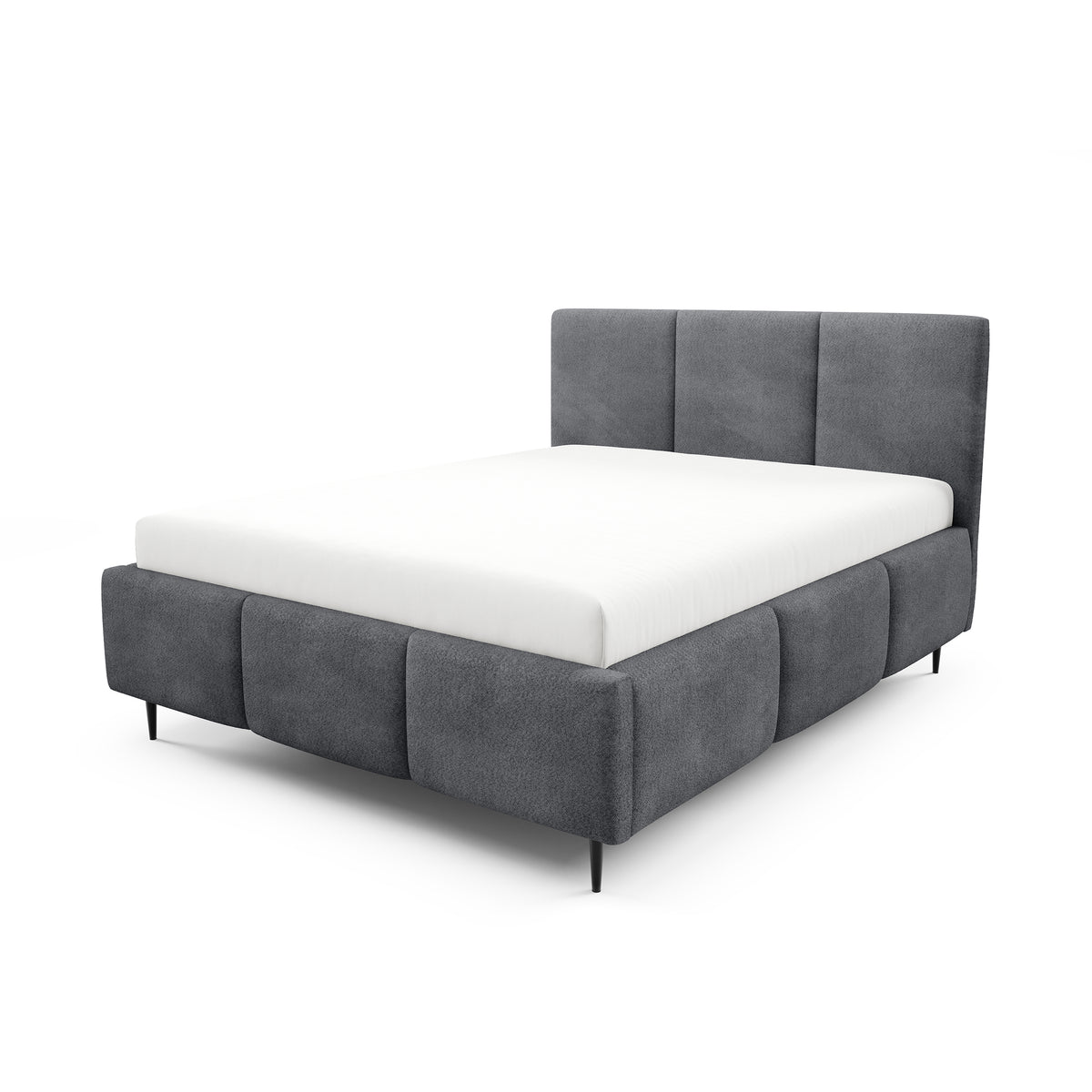 Melora Upholstered Ottoman Bed with Storage, Various Sizes in Modern Style, Coral Fabric – Graphite Shadow (CORAL 80)
