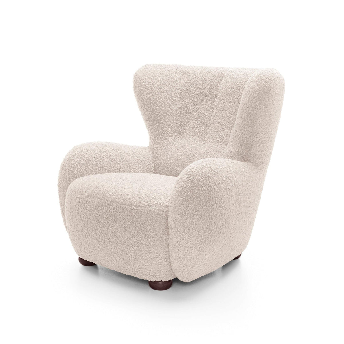 Fotel 88 cm do relaksu w stylu skandynawskim | Tedi Perłowy Krem (ROLF 03) Orzech