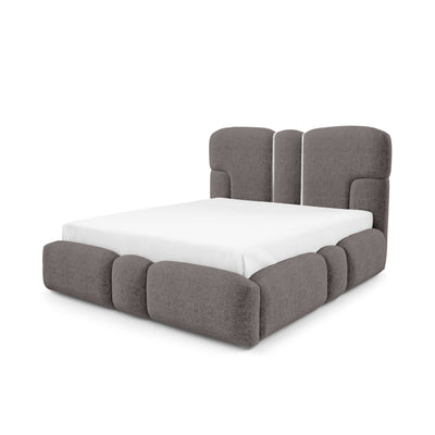 Puffra Upholstered Ottoman Bed with Storage, Various Sizes in Soft Style – Smoky Graphite (DOHA 19)