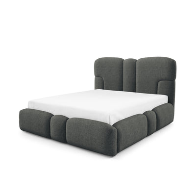 Puffra Upholstered Ottoman Bed with Storage, Various Sizes in Soft Style – Steel Depth (DOHA 21)