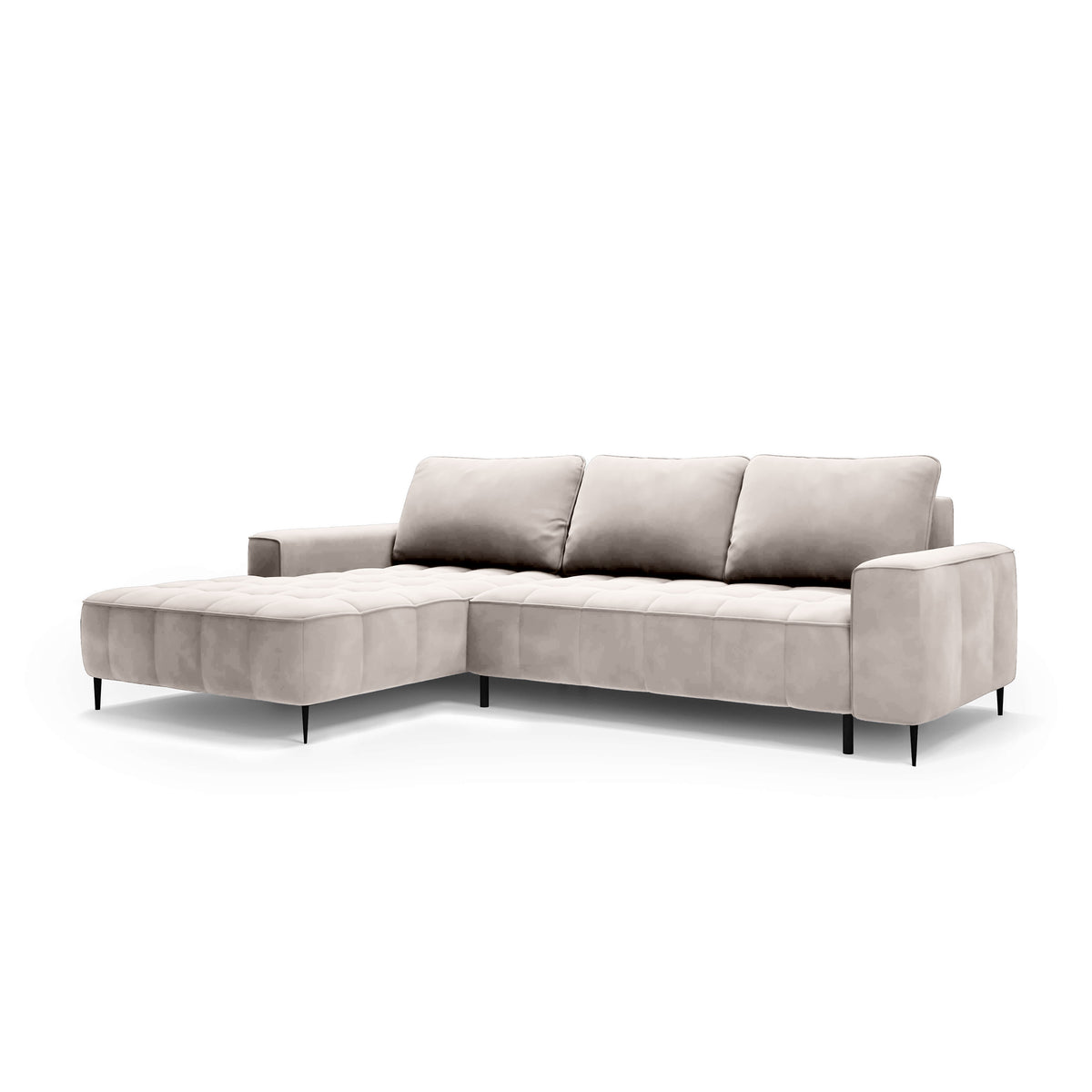 Narożnik z pojemnikiem na pościel 280 cm w stylu eleganckim | Francessco Lewostronna Porcelanowy Obłok (SALVADOR 01)