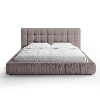 Łóżko tapicerowane pikowane z niską ramą w stylu nowoczesnym | Talaro 200x200 Taupe Kasztanowy (GOLDEN 26)