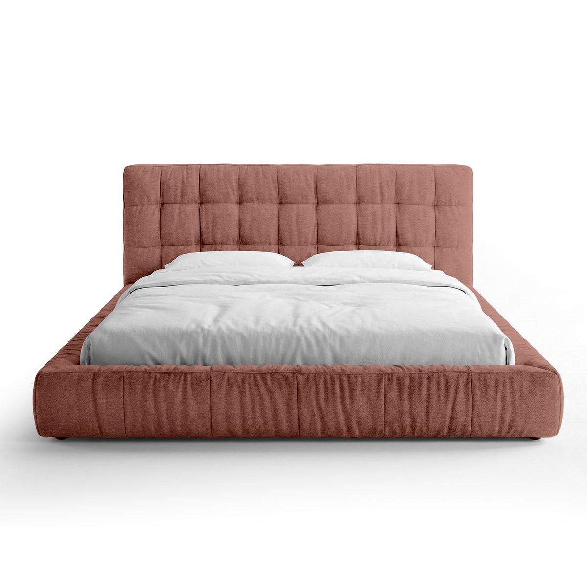 Łóżko tapicerowane pikowane z niską ramą w stylu nowoczesnym | Talaro 160x200 Rdzawy Zamsz (GOLDEN 56)