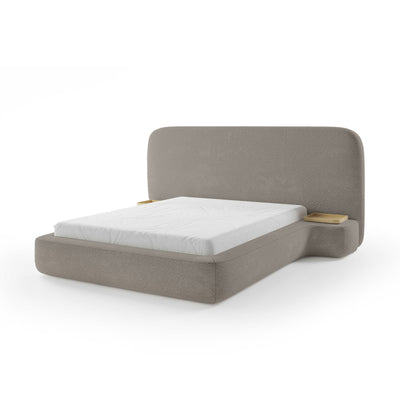 Genz Upholstered Bed, Japandi Style – Stone Mist (ARAGON 20), 200