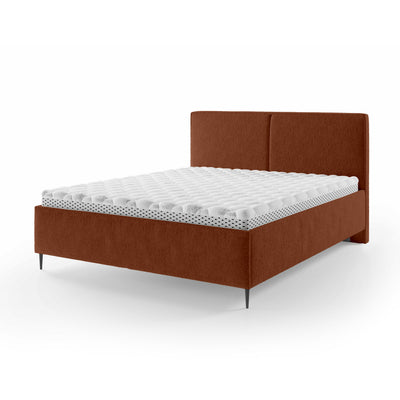 Łóżko tapicerowane z pojemnikiem w stylu minimalistycznym | Hatti 160 200 Karmelowe Drewno (PERFECT HARMONY 52)