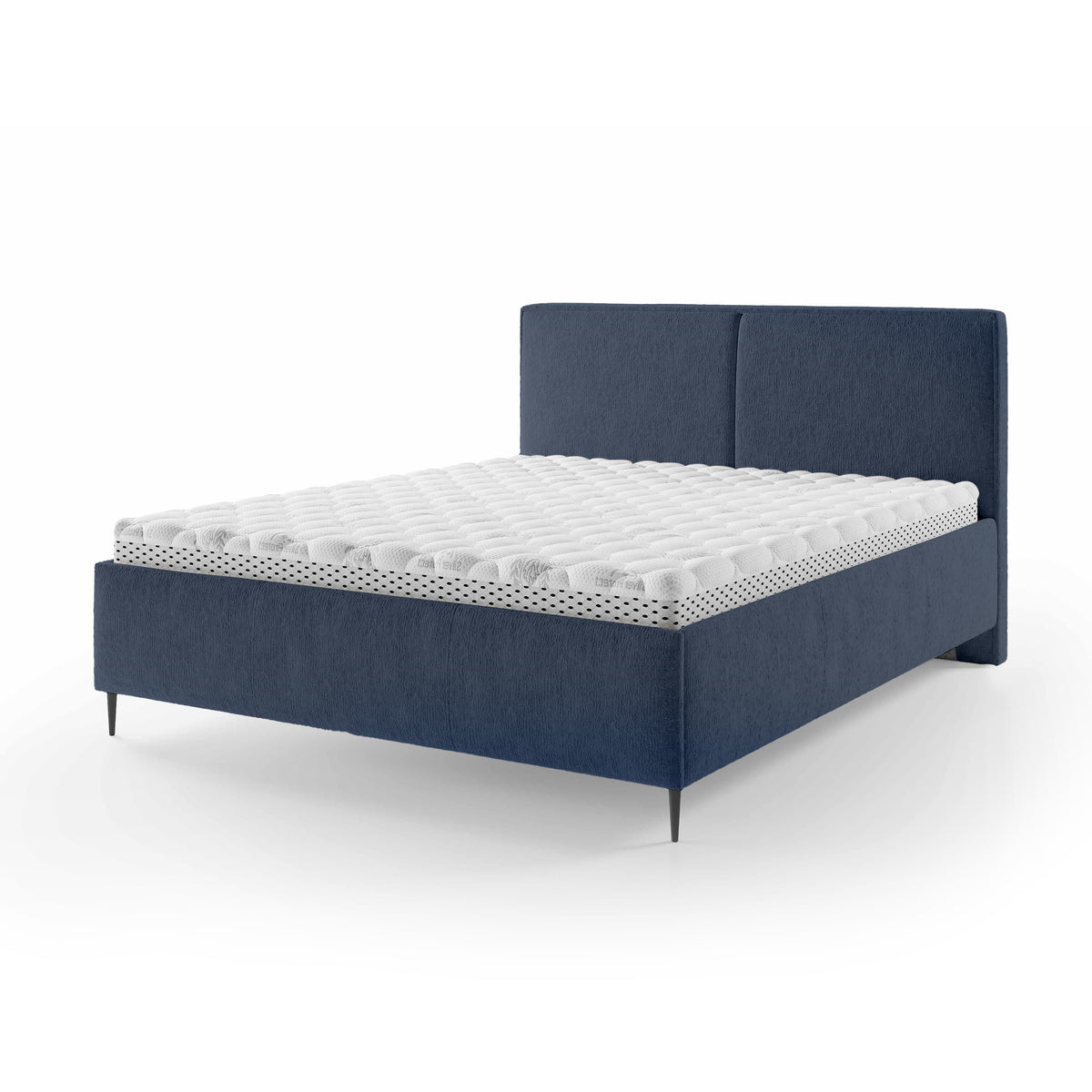 Łóżko tapicerowane z pojemnikiem w stylu minimalistycznym | Hatti 160 200 Granatowy Pył (PERFECT HARMONY 77)
