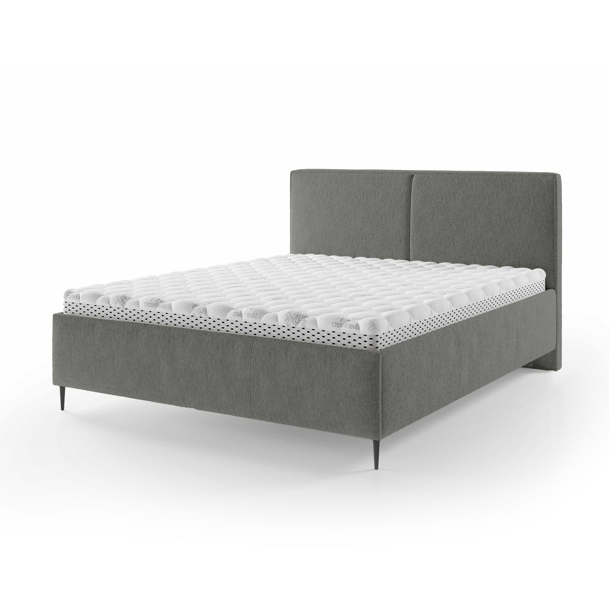 Łóżko tapicerowane z pojemnikiem w stylu minimalistycznym | Hatti 160 200 Kamienna Mgła (PERFECT HARMONY 85)