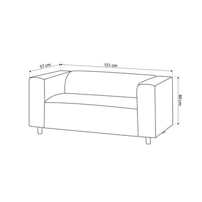 Sofa July 2-osobowa 151 cm – rysunek z wymiarami