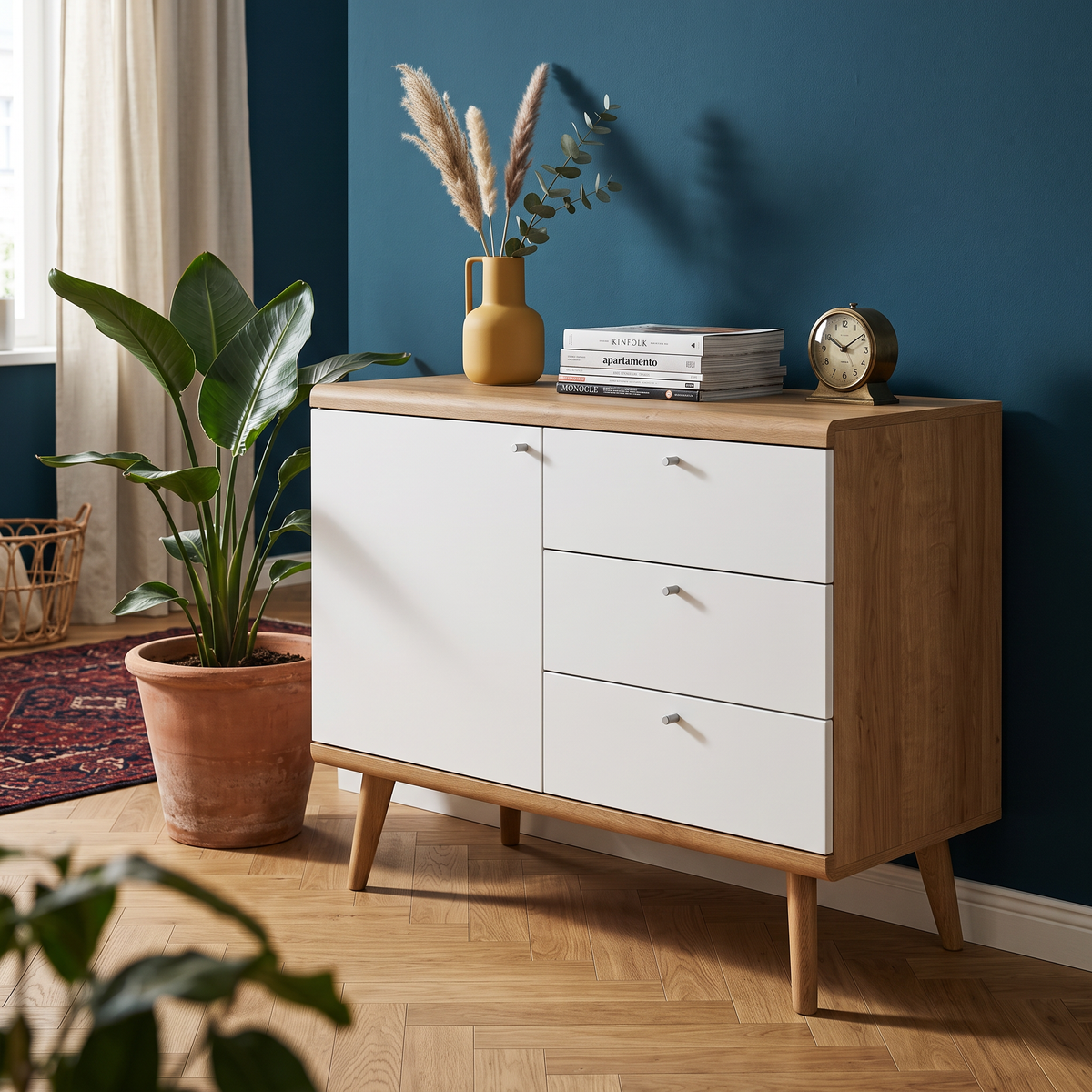 Komoda Lato 107x83 w stylu skandynawskim – w aranżacji wnętrza