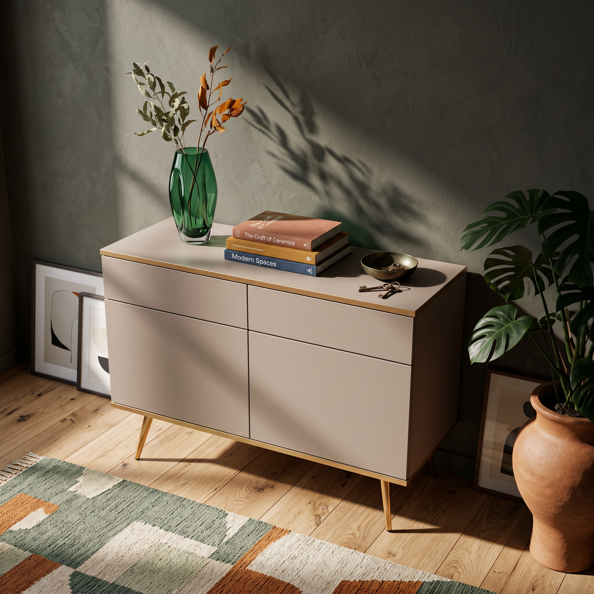 Komoda Meva 107x85 w stylu glamour – w aranżacji wnętrza
