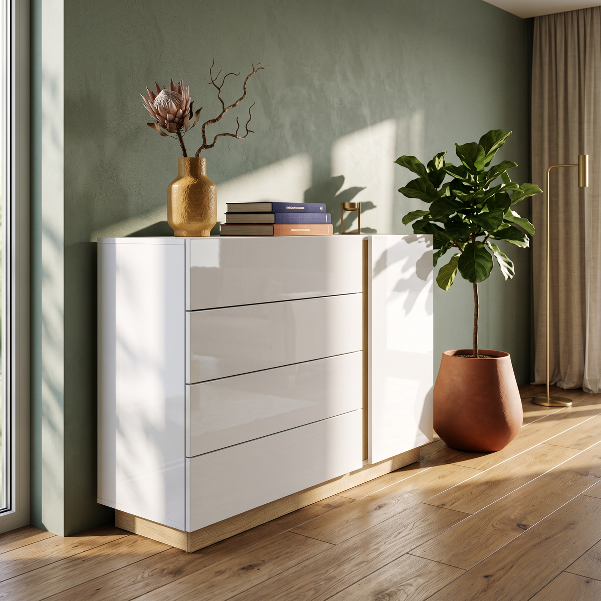 Komoda Armelia 138x91 w stylu minimalistycznym – w aranżacji wnętrza