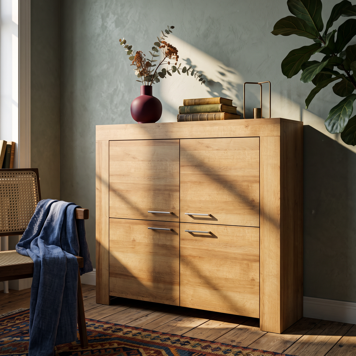 Komoda Gorky do przechowywania 120x117 w stylu skandynawskim – w aranżacji wnętrza