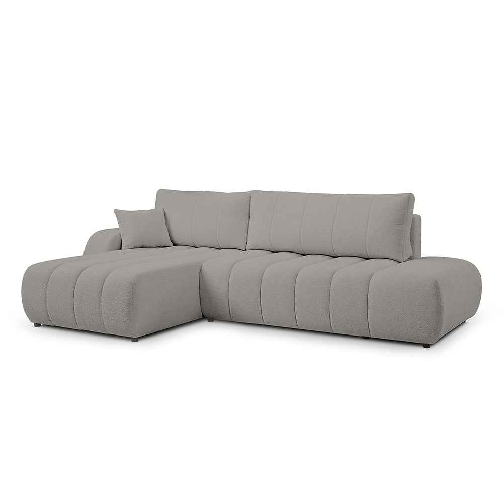 Narożnik z funkcją spania DL 276 cm w stylu nowoczesnym | BALOA Lewostronna Popielista Poświata (LAMBI 11)