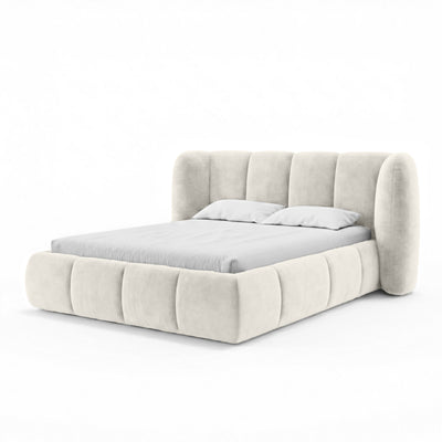 Łóżko tapicerowane Ventara pikowane z pojemnikiem w stylu soft modern w tkaninie MAGIC VELVET – zdjęcie 9