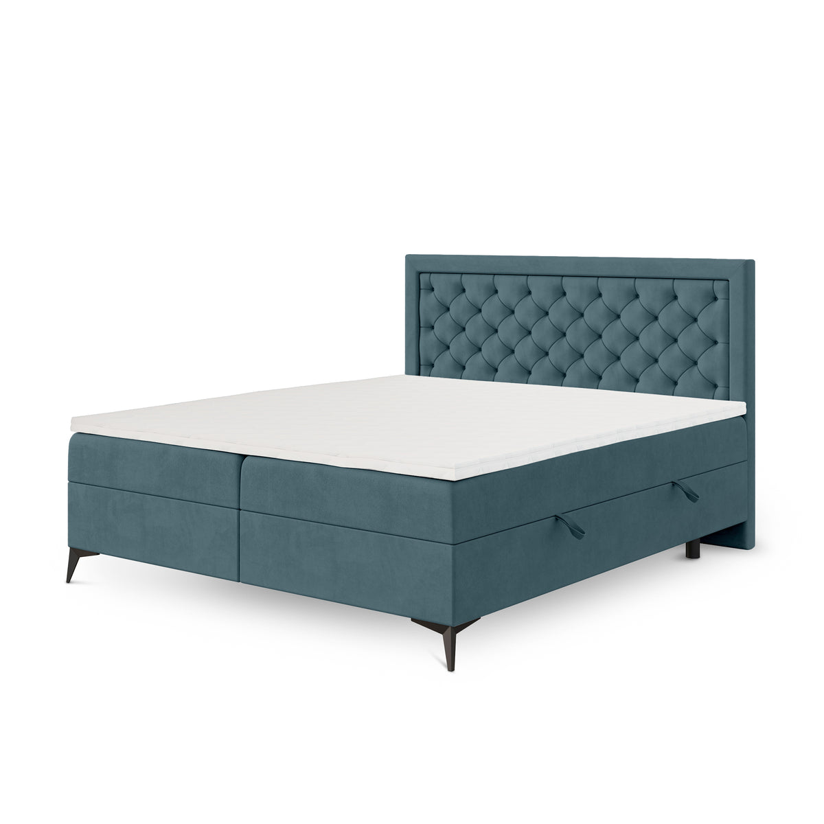 Łóżko kontynentalne pikowane z dwoma pojemnikami w stylu glamour | Rosselia 200x200 Stalowa Laguna (MAGIC VELVET 2233)