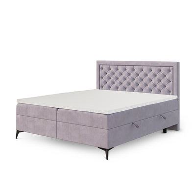 Łóżko kontynentalne Rosselia 140x200, 160x200 i 180x200 pikowane z dwoma pojemnikami w stylu glamour w tkaninie MAGIC VELVET – zdjęcie główne | Pillovely