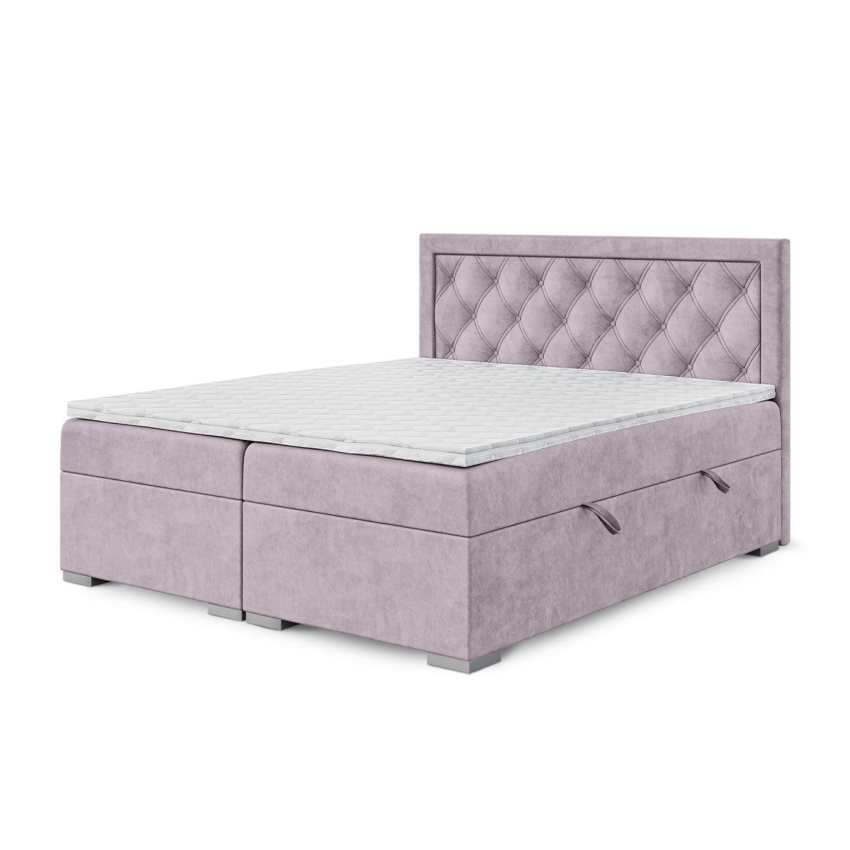 Łóżko kontynentalne Santia 140x200, 160x200 i 180x200 pikowane w romby z dwoma pojemnikami w stylu glamour w tkaninie MAGIC VELVET – zdjęcie główne | Pillovely