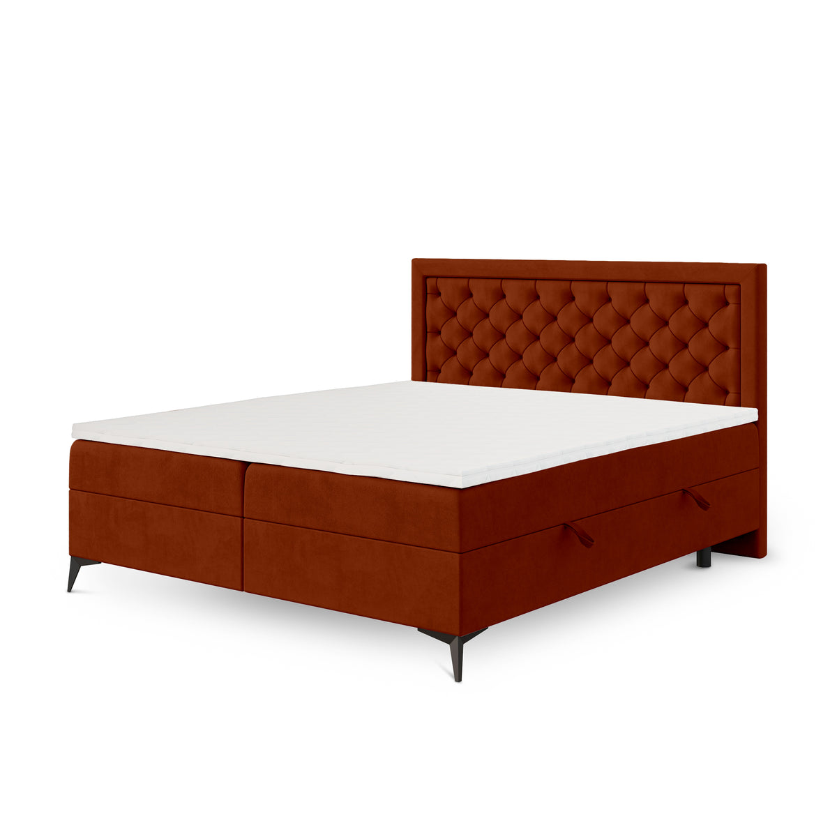 Łóżko kontynentalne pikowane z dwoma pojemnikami w stylu glamour | Rosselia 200x200 Miedziana Terra (MAGIC VELVET 2285)