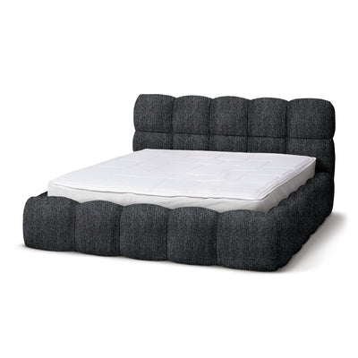 Mevy Upholstered Ottoman Bed with Storage, Minimalist Style – Black Mosaic (MISCANTO 55), 200
